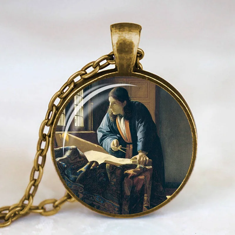 23 Девушка носить жемчуг Johannes Vermeer художественное ожерелье-КУЛОН Серебряная Длинная цепочка ожерелье художественное изображение ожерелье s ювелирные изделия для женщин - Окраска металла: 23