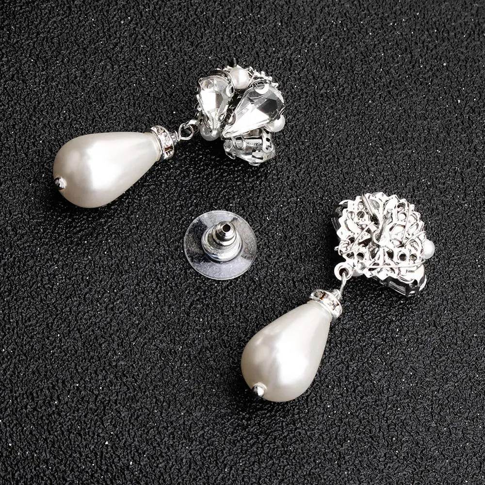 Женские серьги подвески с искусственным жемчугом Стразы ручной работы свадебные