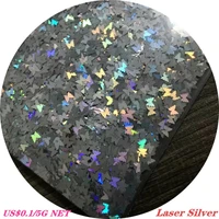 5gbag 3mm laser silver butterfly sequins glitter powder for nail art decoration super bright shiny reflective sequins slice