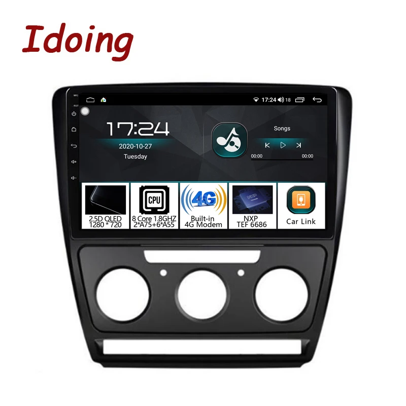 Idoing Android головное устройство Plug And Play для Skoda Octavia 2 A5 2008 2013 Автомобильный Радио