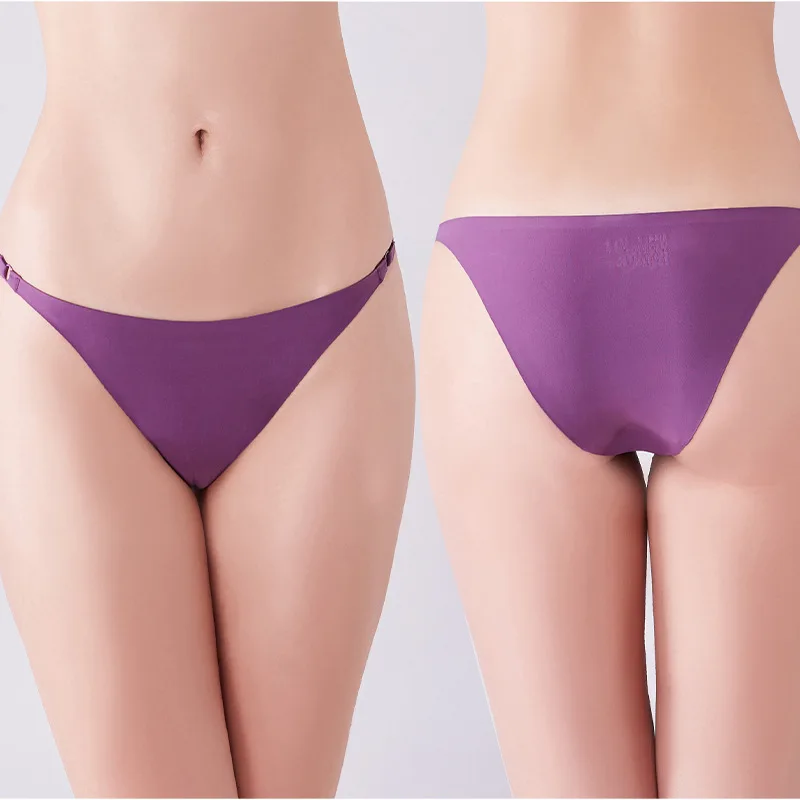 

Sexy Ice Silk Fitted Seamless Women's Underwear Low Waist Single Loop Comfortable Elastic Women's Panties