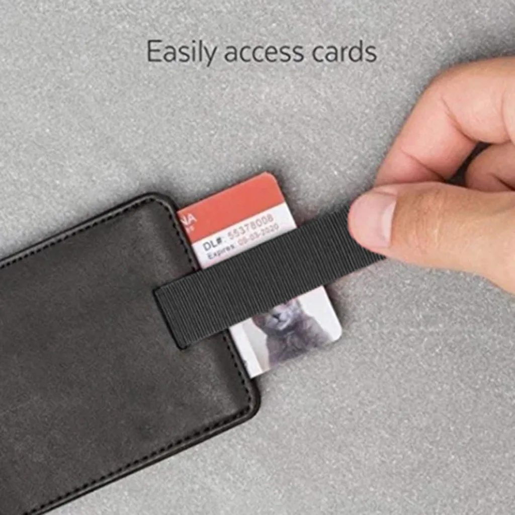 Мужской тонкий бумажник RFID двойной выдвижной кожаный антимагнитный кошелек для