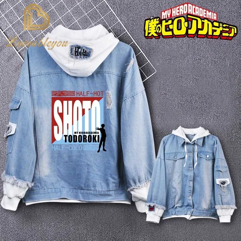 

Hot sale Boku No My Hero Academia Midoriya Shoto Todoroki Cosplay Hoodies Costumes Men Women Denim Jacket