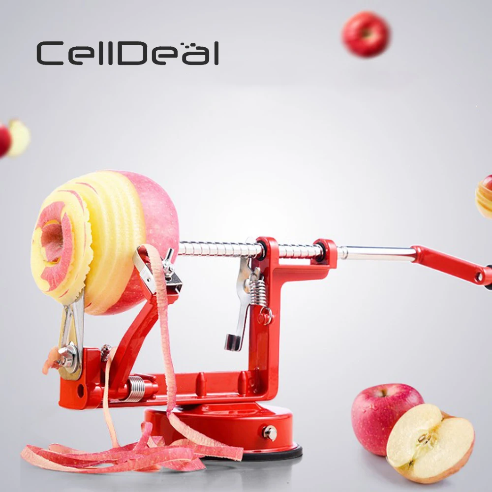 CellDeal 3 в 1 красная Овощечистка из нержавеющей стали с ручным захватом фруктов