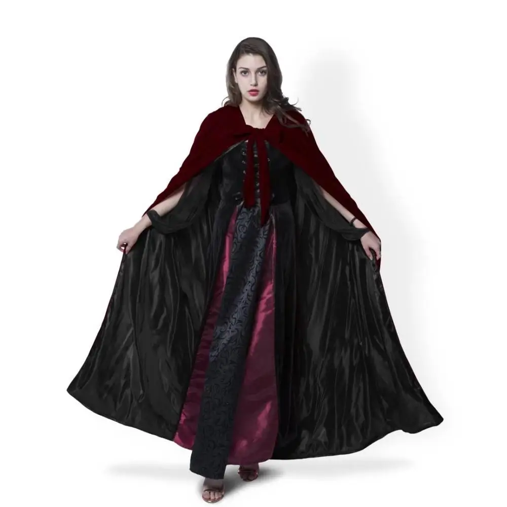 Бархатная накидка бордового цвета с капюшоном для мужчин и женщин| |