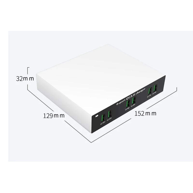 

Univeral 18W Quick Charge 3.0 6-Port USB Wall Charger QC3.0 USB Fast Charging Station for Mobile Phone Cellphone Tablet PC