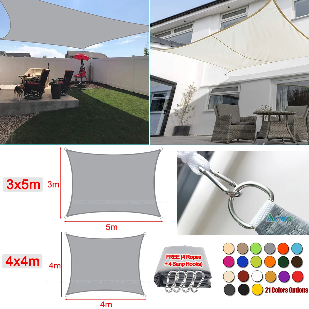 

Прямоугольный солнцезащитный козырек 300D из ткани Оксфорд, навес для бассейна от солнца, навеса, водонепроницаемая уличная Защита от солнца,...