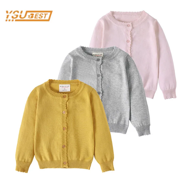 

Spring Autumn Kids Baby Girls Long Sleeve Pure Color Cardigan Coat Baby Kids Girls Lace Knit Cardigan Coat Children's Clothes