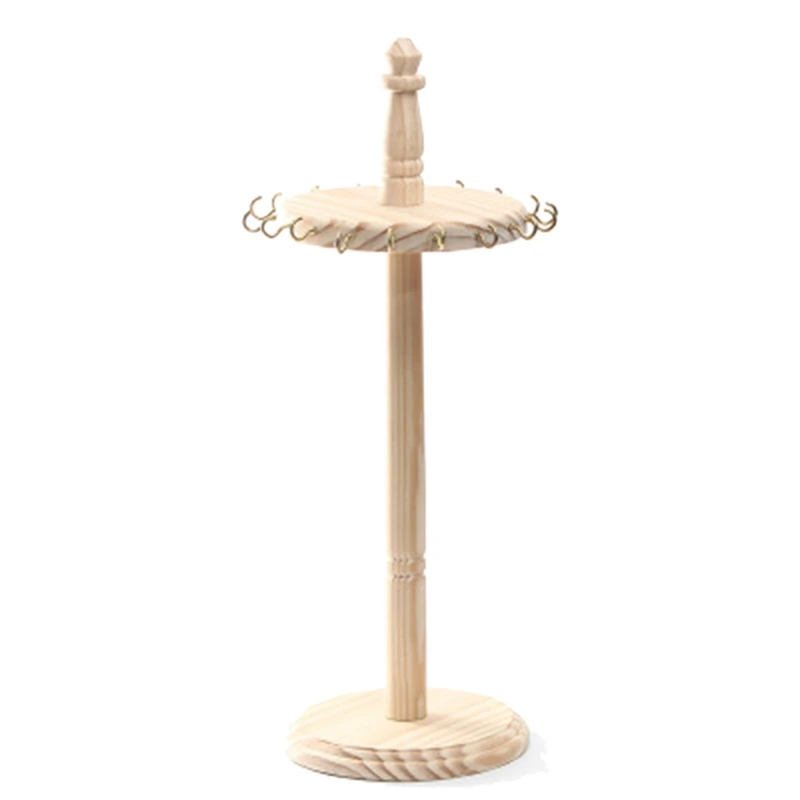 

Wood 18 Hook Necklace Rack Jewelry Rotating Jewelry Display Rack Rack Hanging Jewelry Storage Box