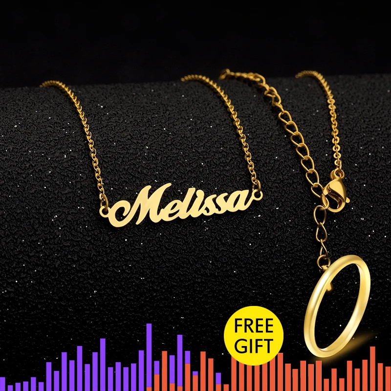 

Personality letter necklace custom nameplate necklace Stainless Steel Boho Charm Jewelry 16 fonts for name Friendship Gift bff