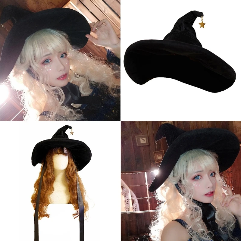 

Womens Witch Hat Sun Hat for Halloween Party Masquerade Cosplay Costume Accessory Theater Props Fairytale Telling