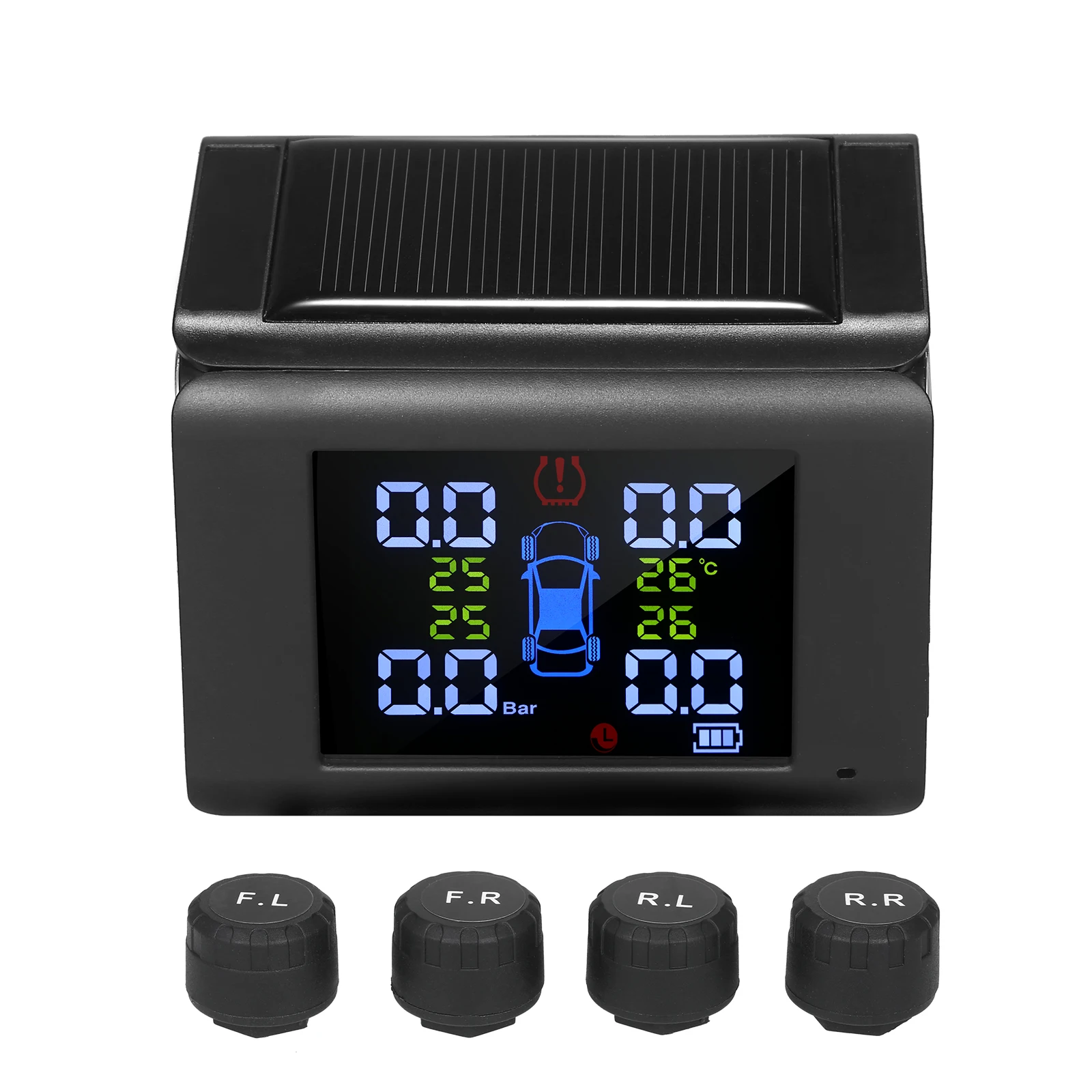 

Car Tire Pressure Sensor Temperature Warning Fuel Save Car Tyre Pressure Monitor System With 4 External TPMS Sensor Solar