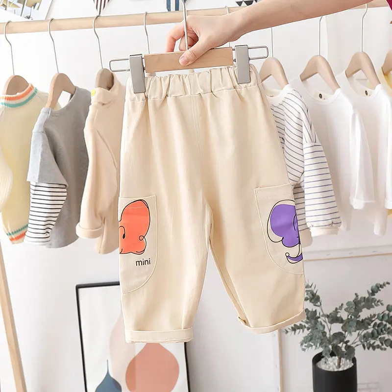 

New Spring Children Fashion Clothes Boy Girls Sport Elastic LONG Pants Kids Baby Cotton Clothing Infant Autumn Casual Trousers