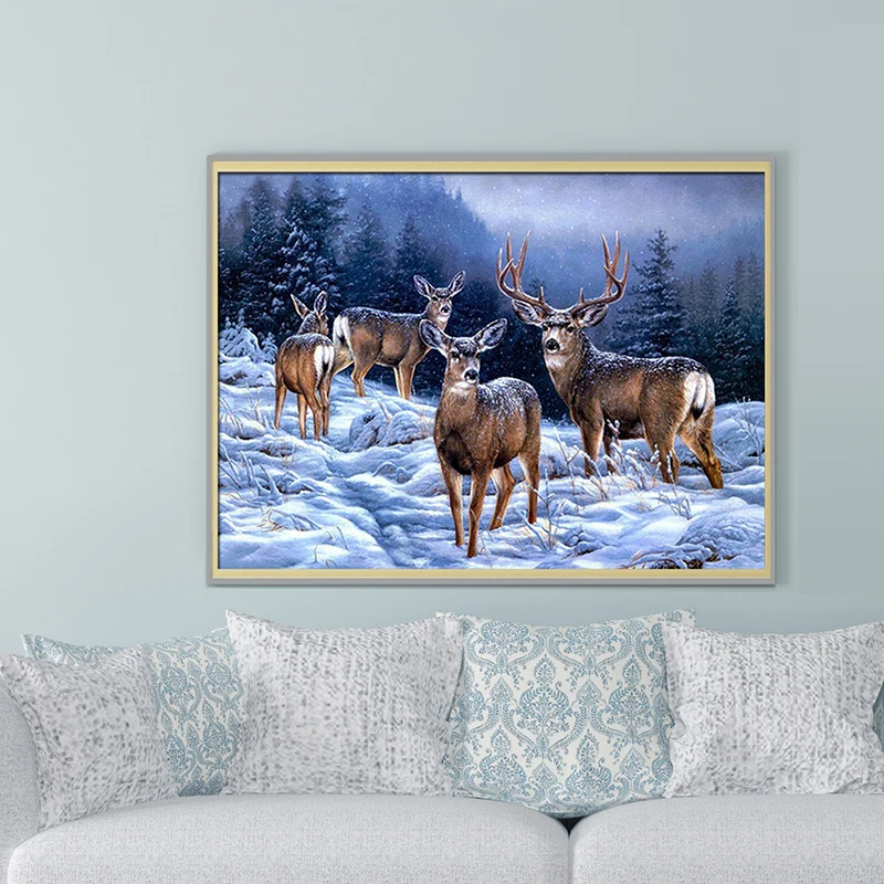 5D алмазная живопись полная картина животные снег олень Алмазная мозаика