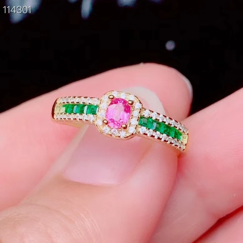 Ювелирные изделия из стерлингового серебра 925 пробы кольцо с розовым сапфиром