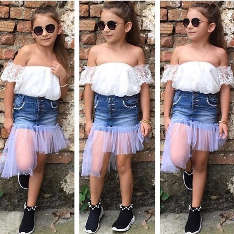 

Summer Children Clothing Girl Outfits Fashion Kids Clothes Girls Sets T-shirt Tops+Skirt Dress Toddler Clothes