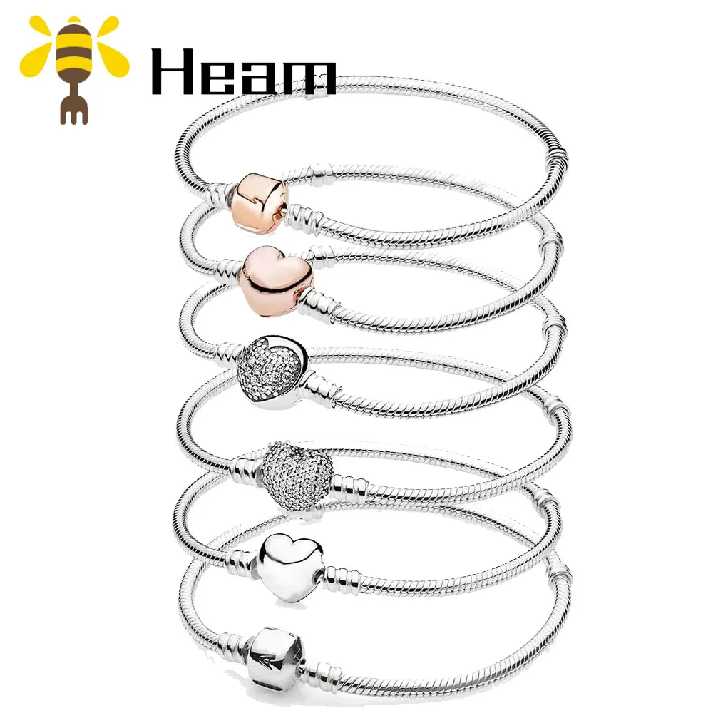 Heam, высокое качество,, Стерлинговое Серебро, 925 пробы, pan, очаровательный браслет для женщин, модный, элегантный, роскошный, сделай сам, аутентичное ювелирное изделие