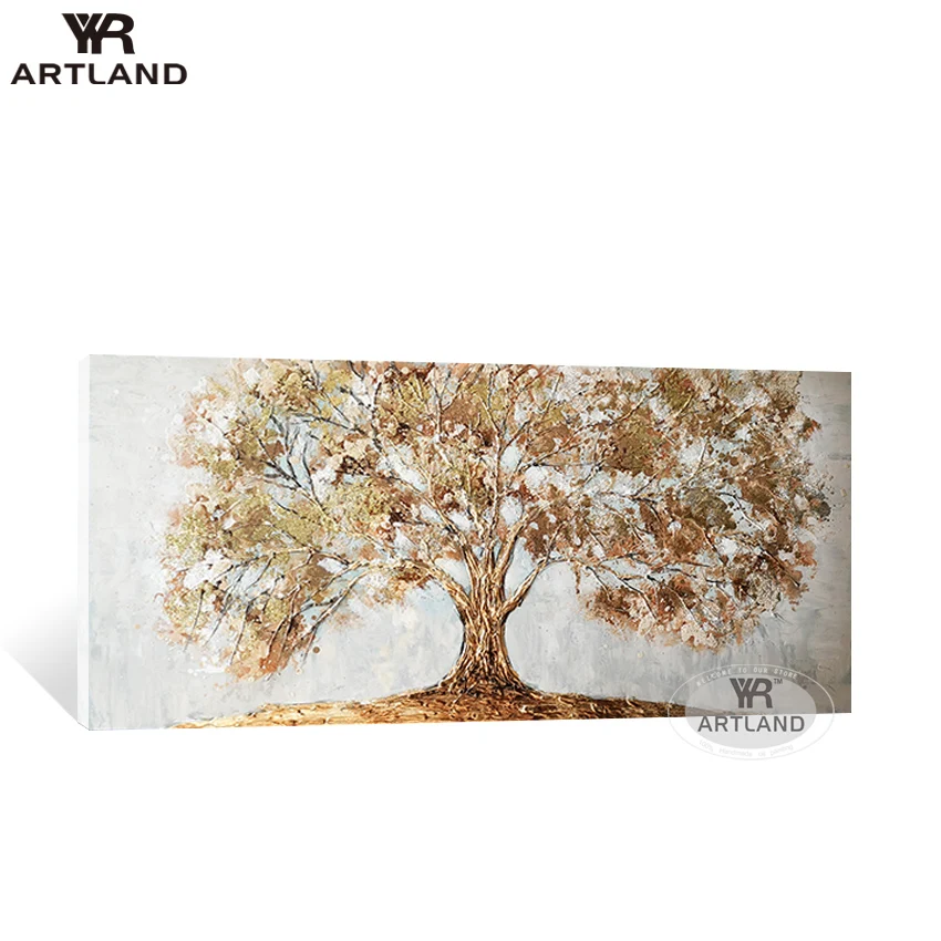 Оптовая продажа современные абстрактные золотые денежные Деревья Холст для