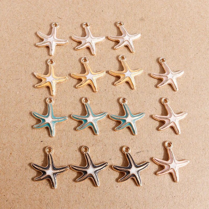 

10pcs 17*19mm 5 Colors Cute Enamel Starfish Charms Pendants for Making Women DIY Drop Earrings Necklaces Jewelry Findings