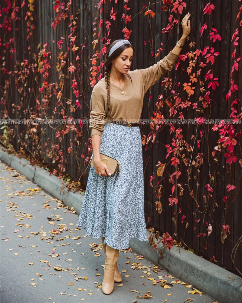 Женская плиссированная длинная юбка Повседневная Свободная Милая большого