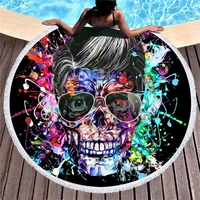 150cm beach thick round 3d sugar skull printed beach towel fabric quick compression towel tapestry yoga mat