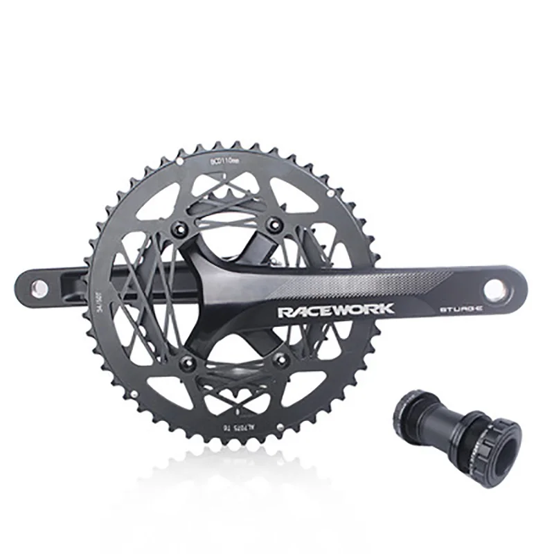 

110BCD Bike Crankset 22s Road Bike Hollow Double Sprockets 170mm 53-39T 50-34T Double Chainring Racing Bicycle Cranks Parts