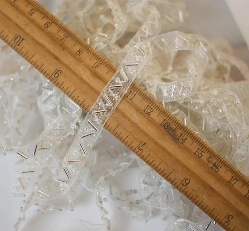 3 ярда цена 1 см широкая сетка бисером ручной работы сшитые Кружева Аксессуары