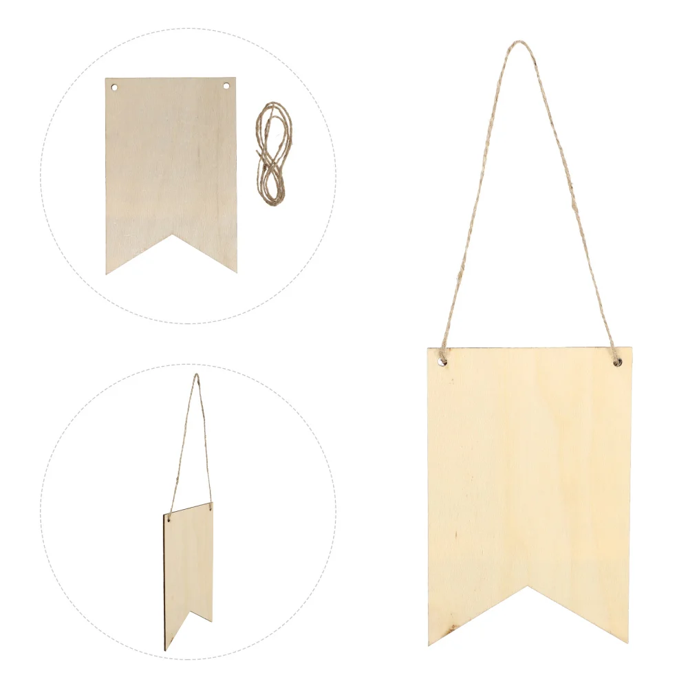 

5pcs Unfinished Hanging Wood Sign Blank Decorative Pendant Hanging Wood Plaque
