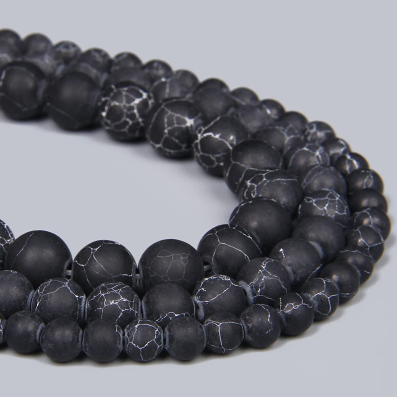 

Black Matte Turquoises Stone Beads Charm 4-12MM Loose Stone Spacer Beads For Women Men Jewelry Making Wholesale Accessories Bulk