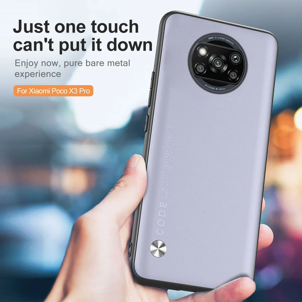 anti fingerprint leather phone protective case for xiaomi poco x3 m3 pro super thin shockproof shell cover poko x3 nfc f3 coque free global shipping