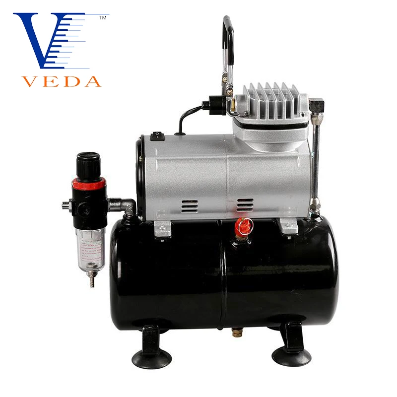 With Tank 1/5 Hp Piston Airbrush Compressor Spraying Gun Suit For Tattoo Manicure