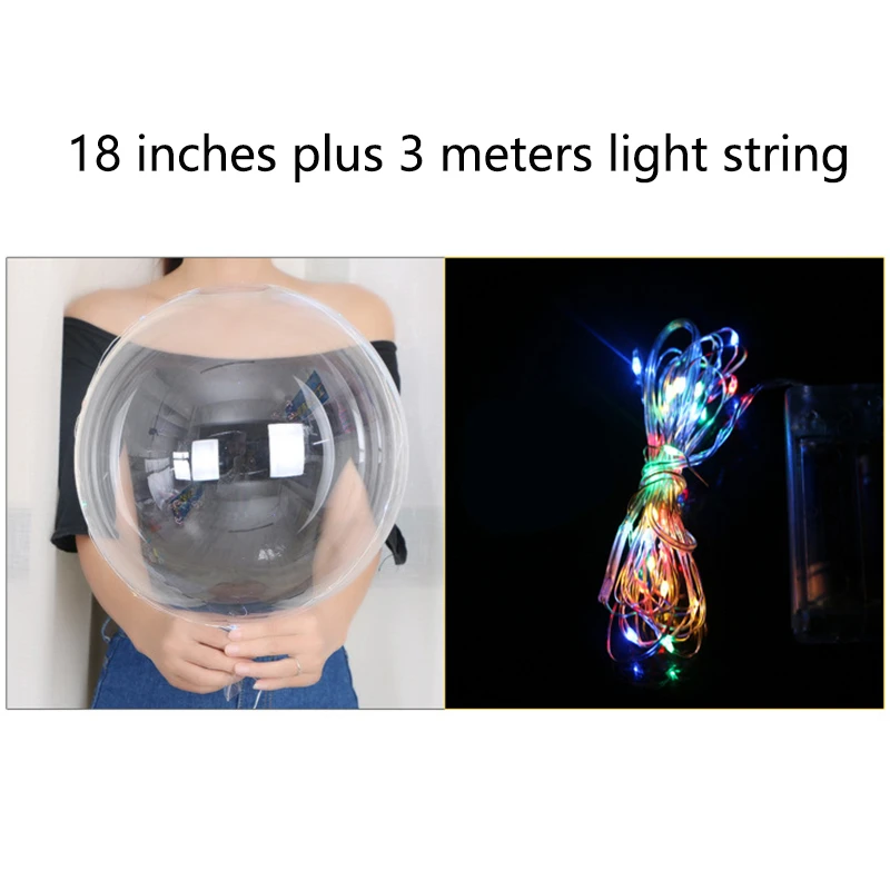 2 шт. 18 дюймов светящиеся светодиодные шары прозрачные круглые воздушные