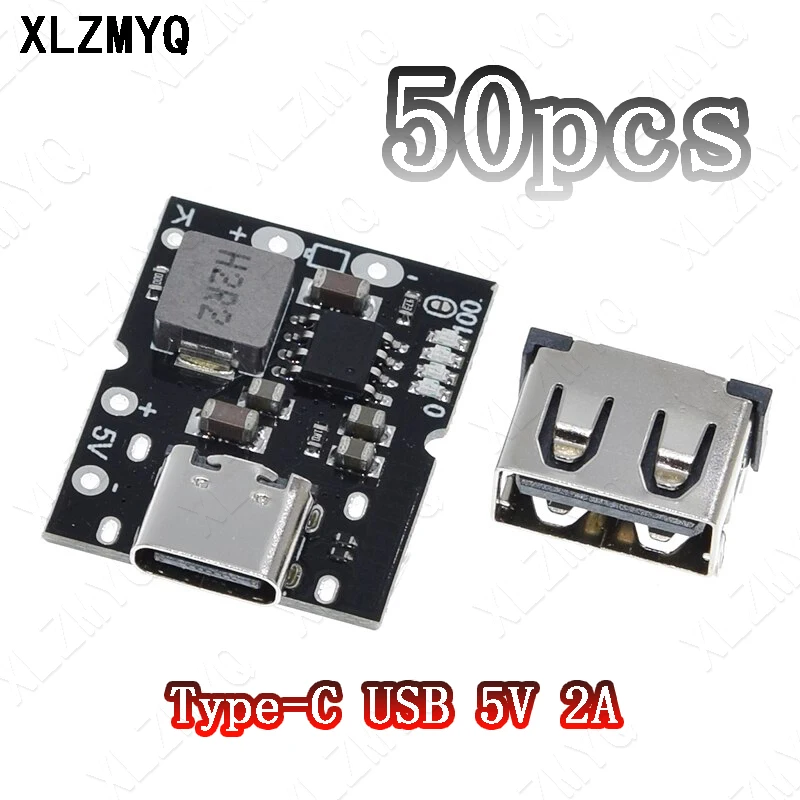 

50pcs / Type-C USB 5V 2A Boost Converter Step-Up Power Module Lithium Battery Charging Protection Board LED Display For Charger