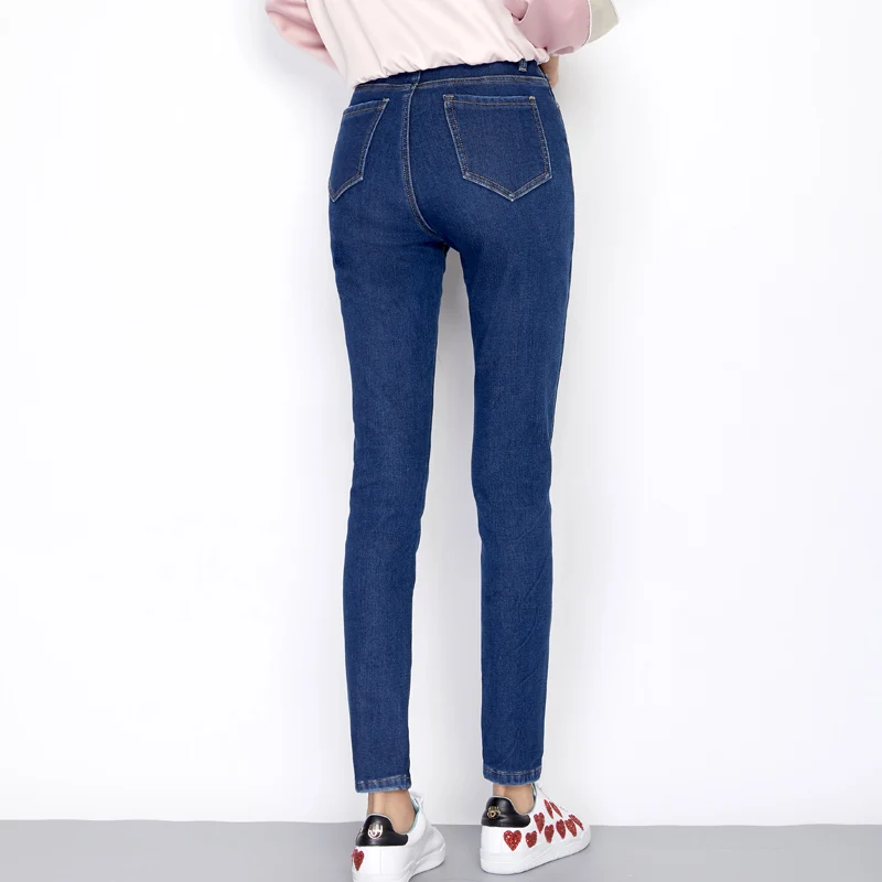 Женские вельветовые джинсы LEIJIJEANS утепленные черные зимние размера плюс с