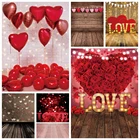 Фон для фотосъемки на День святого Валентина с изображением деревянного красного сердца фотография на День Матери свадебный душ фотостенд из винила