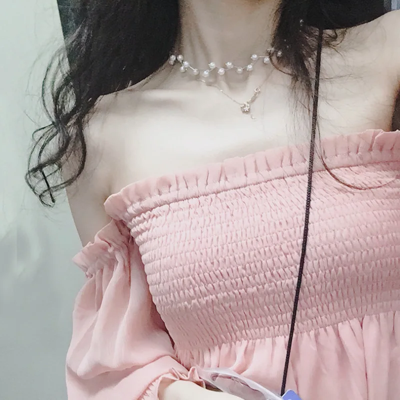 2021 милое элегантное короткое ожерелье чокер из искусственного жемчуга для