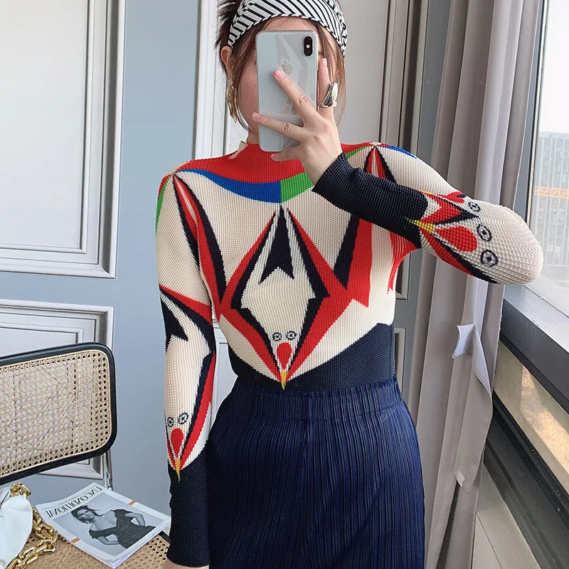 

Women Autumn And Winter 2020 New Light Mature Style High Collar Slim Top