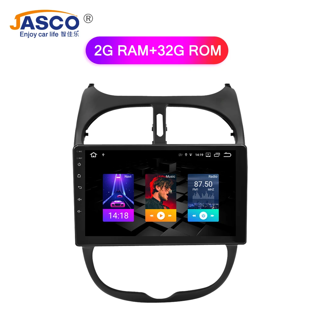 Автомобильный DVD-плеер на Android 9 0 GPS ГЛОНАСС навигация мультимедиа для Peugeot 206 2000-2016