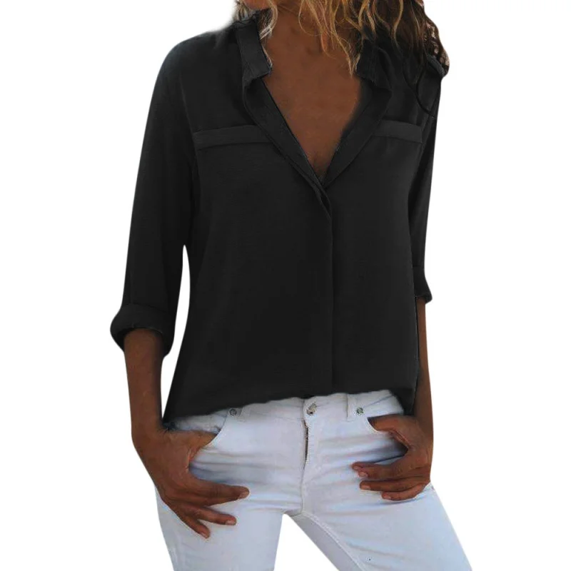 Элегантные повседневные женские блузы Женская хлопковая офисная рубашка с