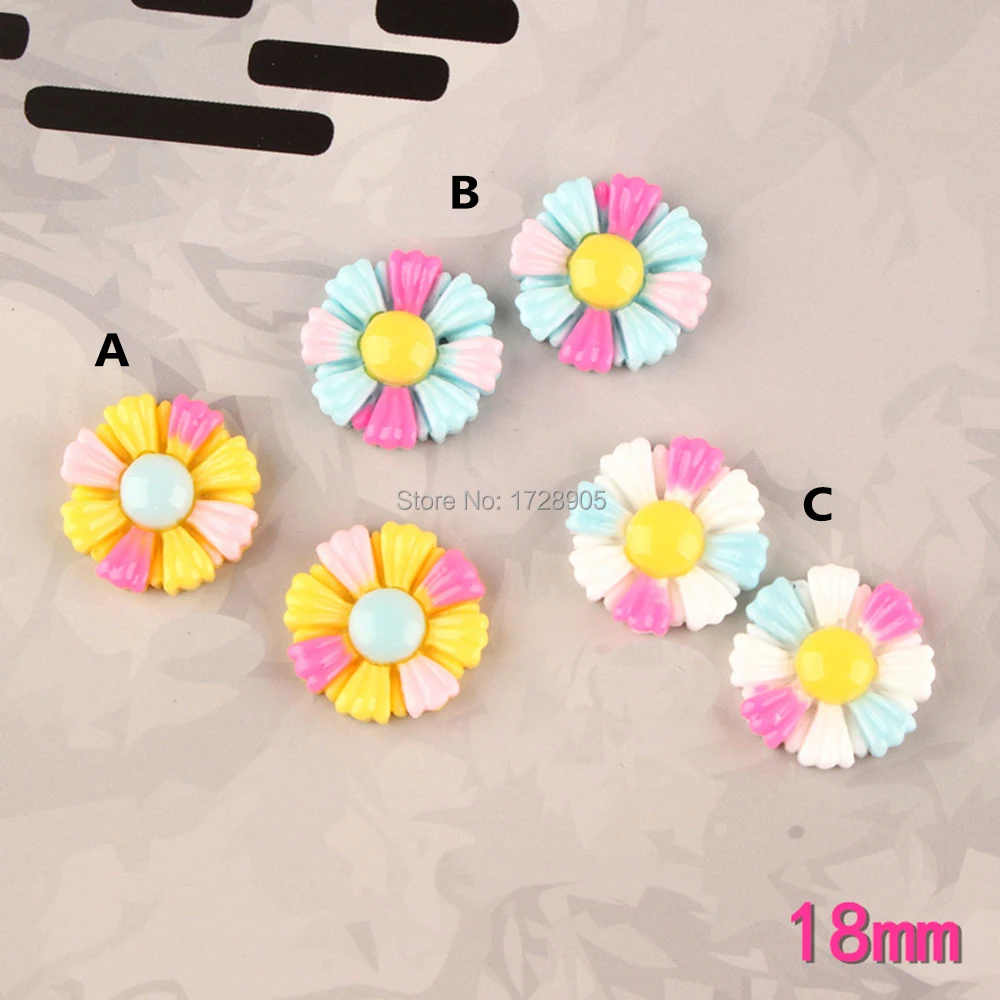 

Resin Cabochon Flatback Daisy Sunflower Cute Kawaii 18 mm 10 pcs for DIY phone case Hair Bow Decoration Supplies Scrapbooking