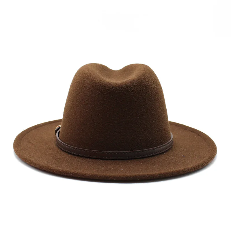

56-60cm Women Men Wool Vintage Gangster Trilby Felt Fedora Hat With Wide Brim Gentleman Elegant Lady Winter Autumn Jazz Caps