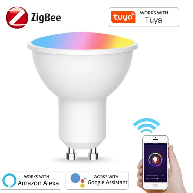 

Умная Светодиодная лампа Zigbee 3,0, 5 Вт, Gu10, RGBCW, с голосовым управлением