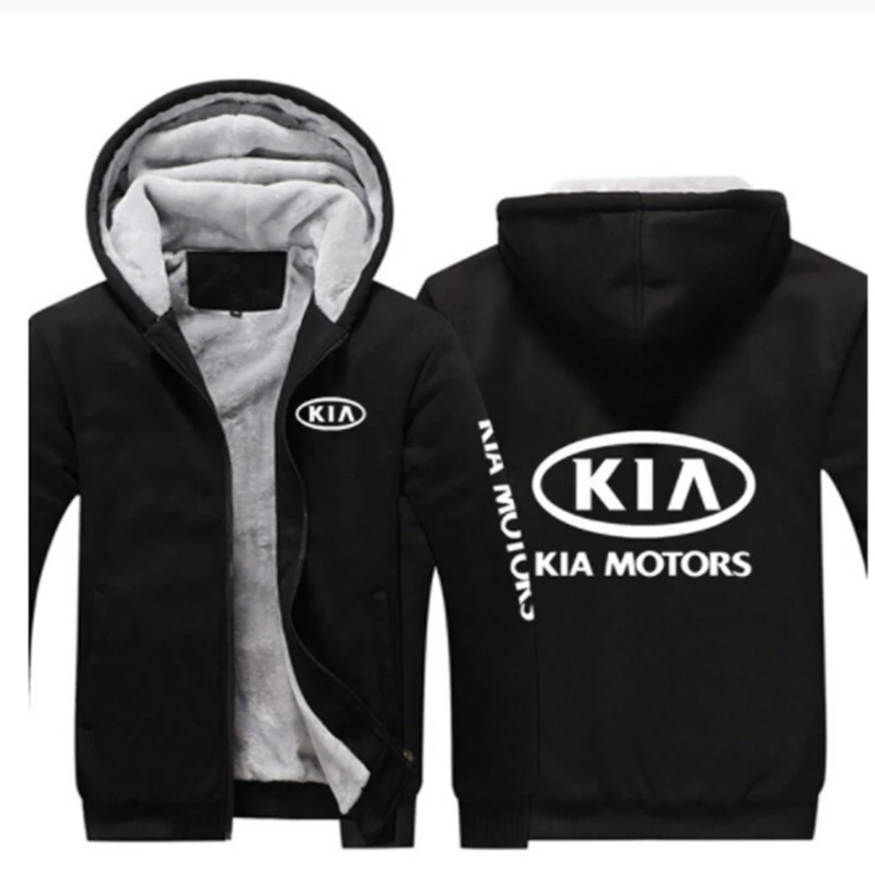 

Зимние толстовки с капюшоном KIA с принтом логотипа автомобиля, утепленная флисовая куртка на молнии в стиле Харадзюку, Спортивная мужская х...