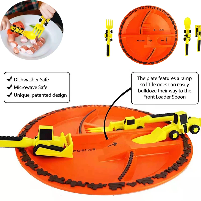 

Детская Автомобильная посуда, бульдозер, экскаватор, лопатка-вилка, экскаватор, лопатка-вилка, набор детской посуды, Детская обучающая посу...