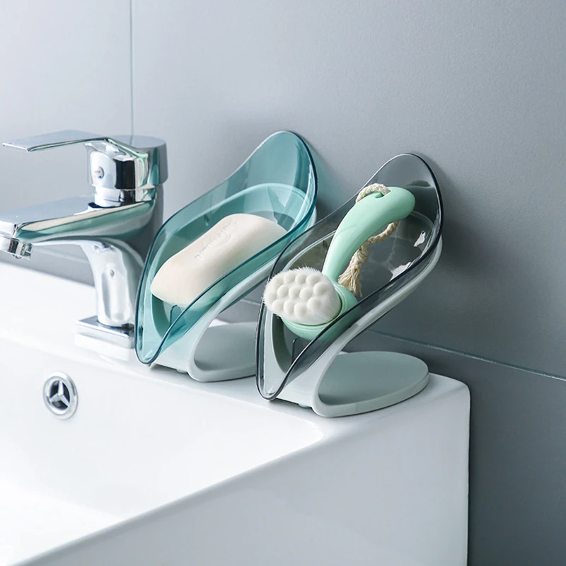 

Leaf Shaped Soap Box Bar Dishwashing Brush Storage Tray Silicone Non-slip Drainage Bathroom Holder Kitchen Dish Container