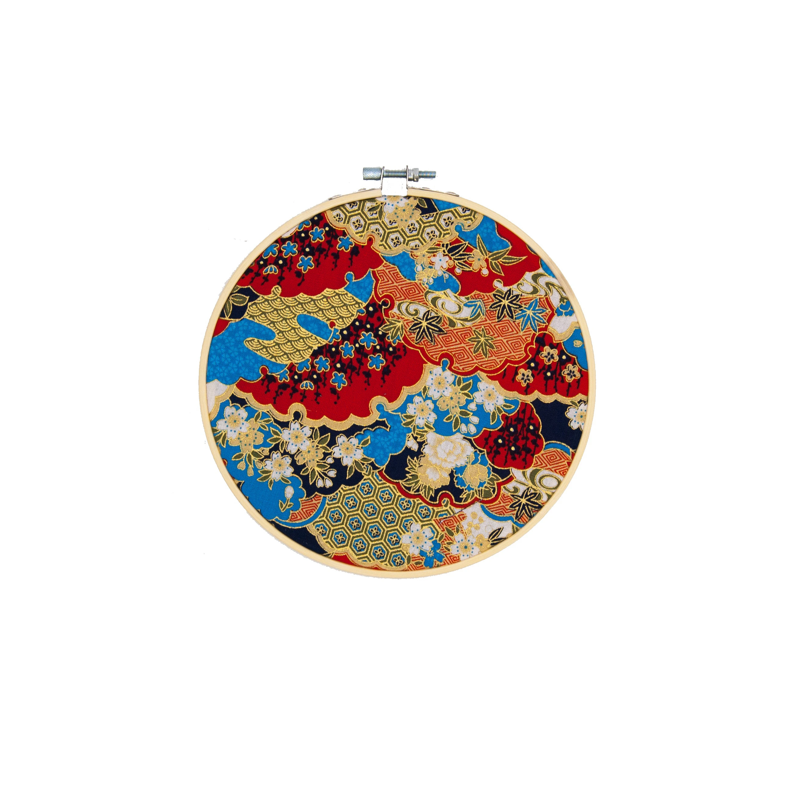 

(5pcs/set) original design Nature Bamboo round and fabric wall decorations Japanese style decor colourful Printing No.QS18-9