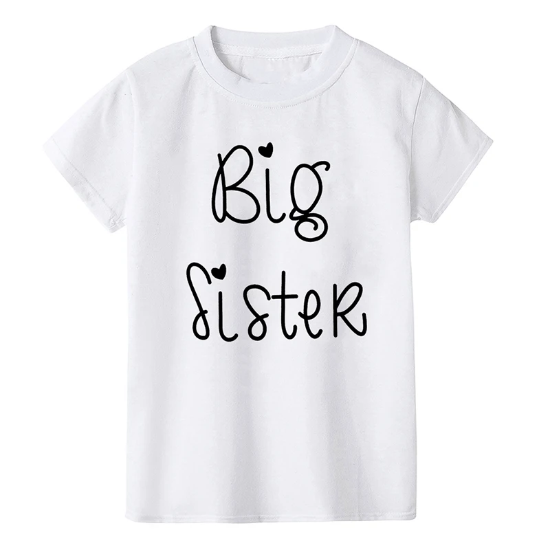 Футболка детская с коротким рукавом модная рубашка надписью Big Sister для маленьких