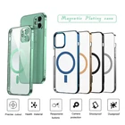 Магнитный гальванический защитный чехол для iPhone 11 12 Pro Max Mini Macsafe, Противоударная задняя крышка, тонкий мягкий бампер из ТПУ
