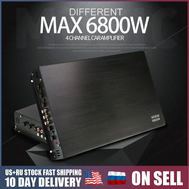 DC 12V 6800W Max 4 канальный автомобильный усилитель звука класса A/B домашний сабвуфер
