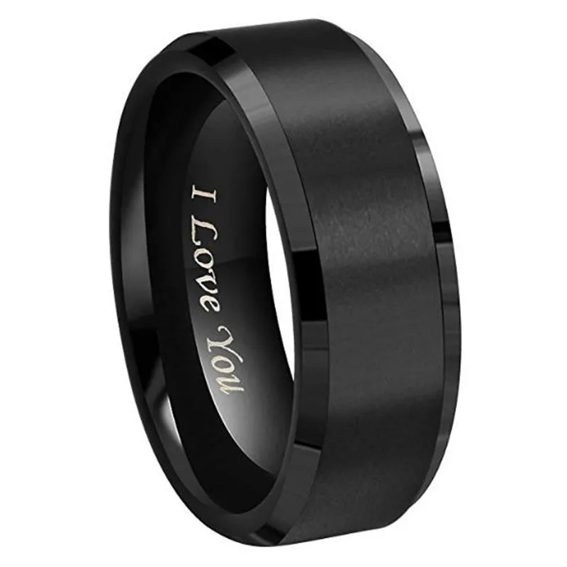 8mm Black 8 мм 6 мм черный вольфрам обручальные кольца для мужчин и женщин матовая отделка центр гравировкой "I Love You" ювелирные изделия - Main Stone Color: 8mm Black
